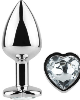 SECRETPLAY – TAPPO IN METALLO CUORE DI CRISTALLO TRASPARENTE TAGLIA PICCOLA 7 CM