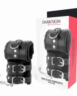 DARKNESS – MANETTE NERE REGOLABILI IN PELLE CON FODERA