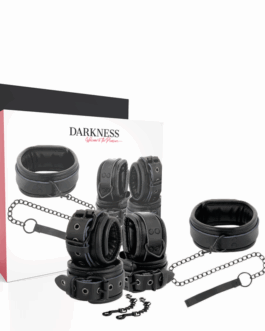 DARKNESS – MANETTE E COLLETTO IN PELLE NERA