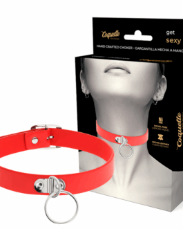 COQUETTE CHIC DESIRE – COLLANA IN PELLE VEGANA ROSSA ACCESSORIO FETISH DONNA