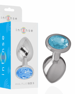 INTENSE - PLUG ANALE IN METALLO ALLUMINIO CON CRISTALLO BLU TAGLIA S