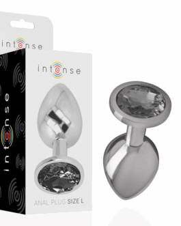 INTENSE - PLUG ANALE IN METALLO ALLUMINIO CON VETRO NERO TAGLIA L