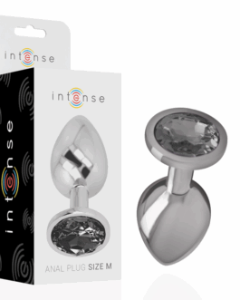 INTENSE – PLUG ANALE IN METALLO ALLUMINIO CON VETRO NERO TAGLIA M