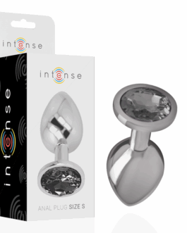 INTENSE – PLUG ANALE IN METALLO ALLUMINIO CON CRISTALLO NERO TAGLIA S