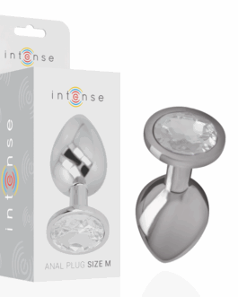INTENSE – PLUG ANALE IN METALLO ALLUMINIO CON CRISTALLO ARGENTO TAGLIA M