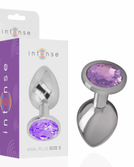 INTENSE – PLUG ANALE IN METALLO ALLUMINIO CON CRISTALLO VIOLA MISURA L