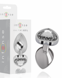 INTENSE – PLUG ANALE METALLO ALLUMINIO BIANCO CUORE TAGLIA L