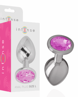 INTENSE – PLUG ANALE IN METALLO ALLUMINIO CON CRISTALLO ROSA MISURA L