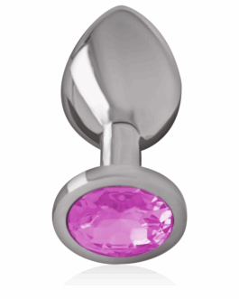 INTENSE – PLUG ANALE IN METALLO ALLUMINIO CON CRISTALLO ROSA MISURA L