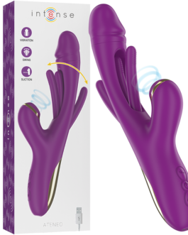 INTENSE – ATENEO VIBRATORE MULTIFUNZIONE RICARICABILE 7 VIBRAZIONI CON LINGUA OSCILLANTE E ASPIRAZIONE VIOLA