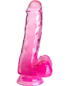 KING COCK - CLEAR PENE REALISTICO CON SFERE 13.5 CM ROSA