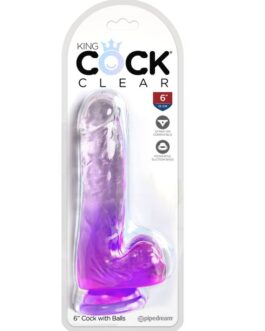 KING COCK – CLEAR PENE REALISTICO CON SFERE 13.5 CM VIOLA