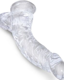 KING COCK – CLEAR PENE CURVO REALISTICO CON SFERE 16.5 CM TRASPARENTE