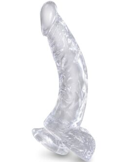KING COCK - CLEAR PENE CURVO REALISTICO CON SFERE 16.5 CM TRASPARENTE