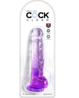 KING COCK – CLEAR PENE REALISTICO CON SFERE 16.5 CM VIOLA