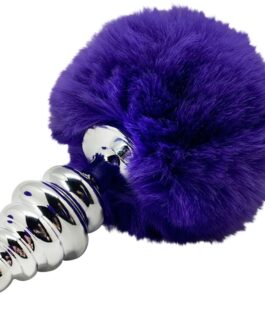ALIVE – PLUG PIACERE ANALE SPIRALE METALLO FLUFFY VIOLA SCURO TAGLIA S
