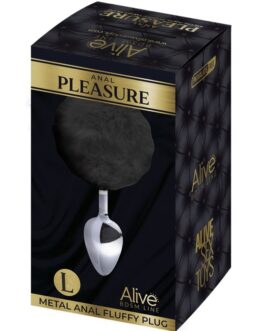 ALIVE – PLUG PIACERE ANALE METALLO LISCIO FLUFFY NERO TAGLIA L