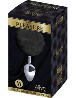 ALIVE – PLUG PIACERE ANALE METALLO LISCIO FLUFFY NERO TAGLIA M