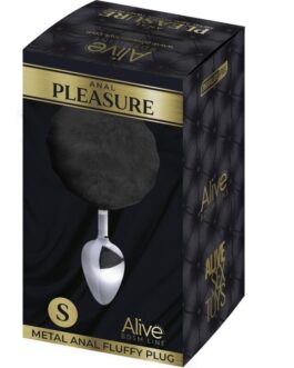 ALIVE – PLUG PIACERE ANALE METALLO LISCIO FLUFFY NERO TAGLIA S