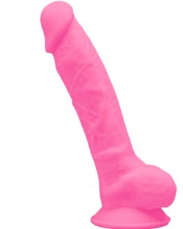 SILEXD – MODELLO 1 PENE REALISTICO IN SILICONE PREMIUM SILEXPAN ROSA FLUORESCENTE 17.5 CM