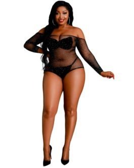 MOONLIGHT – BODY MANICA LUNGA MODELLO 9 NERO LUCIDO TAGLIA PLUS