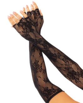 LEG AVENUE – GUANTES SIN DEDOS RED FLORAL BLANCO