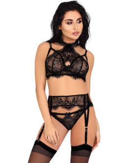 LIVCO CORSETTI FASHION – MAJALESA LC 90526 SUJETADOR + LIGUERO + PANTY BLACK