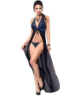 CHILIROSE – CR 3856 BABYDOLL LARGO AZUL NEGRO S/M