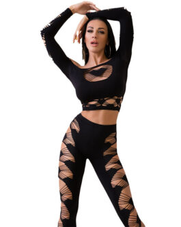 CHILIROSE – CR 4436 TOP E LEGGINS NERO S/L
