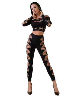 CHILIROSE – CR 4436 TOP E LEGGINS NERO S/L
