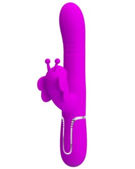 PRETTY LOVE – VIBRATORE MULTIFUNZIONE RABBIT 4 IN 1 FARFALLA FUCSIA