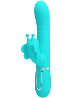 PRETTY LOVE – VIBRATORE MULTIFUNZIONE RABBIT 4 IN 1 FARFALLA VERDE ACQUA