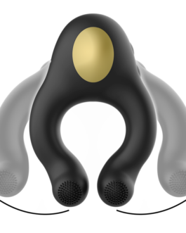 ARMONY – ANELLO VIBRATORE IN SILICONE 3 MOTORI RICARICABILE NERO – ORO