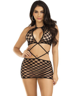 LEG AVENUE – MINI VESTIDO CON ABERTURAS NEGRO TALLA UNICA