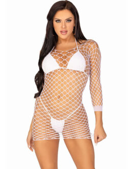 LEG AVENUE – ABITO IN RETE MANICA LUNGA BIANCO TAGLIA UNICA