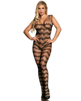 SUBBLIME – 951696 BODYSTOCKING A RETE SENZA CAVALLO CON SPALLINE SULLE SPALLE NERO TAGLIA UNICA