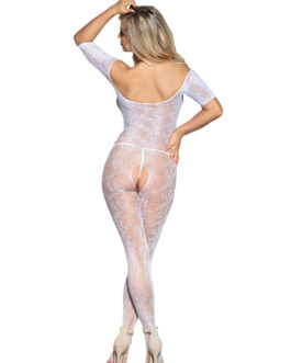 SUBBLIME – 951818 BODYSTOCKING A RETE SENZA CAVALLO CON MOTIVO ROSE BIANCHE TAGLIA UNICA