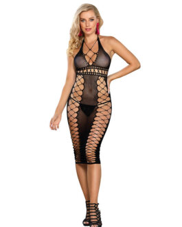 SUBBLIME – 952310 VESTITO LUNGO A RETE NERO TAGLIA UNICA