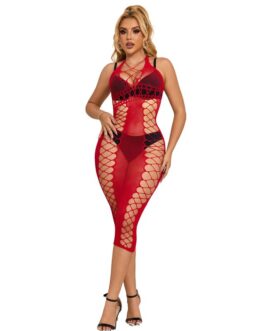 SUBBLIME – 952327 VESTITO LUNGO A RETE ROSSO TAGLIA UNICA