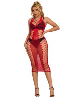 SUBBLIME – 952327 VESTITO LUNGO A RETE ROSSO TAGLIA UNICA