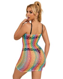 SUBBLIME – 952365 VESTITO A RETE CON SPALLE NUDE ARCOBALENO TAGLIA UNICA