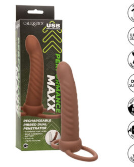 CALEXOTICS – MAXX RIBBED DUAL PENETRATOR 10 VIBRAZIONI MARRONE