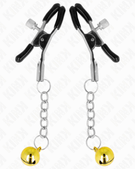 KINK – MORSETTI PER CAPEZZOLI CON PENDENTE JINGLE BELL ORO 6 CM