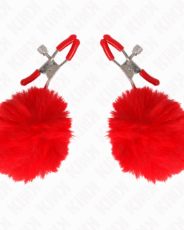 KINK – PINZA PER CAPEZZOLI CON SFERA IN ECOPELLICCIA ROSSO 6 CM