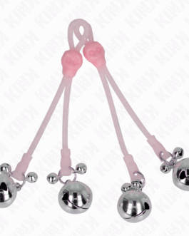 KINK – PINZE PER CAPEZZOLI TESCHIO LUMINOSO CON ANELLO CAMPANELLI REGOLABILI ROSA/ARGENTO