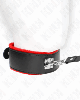 KINK – COLLANA CON CINTURA 116 CM CON CINTURINO IN PELLE ROSSO REGOLABILE 40-48 CM X 6 CM