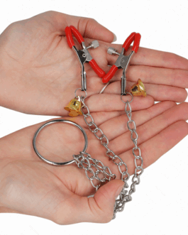 KINK – MORSETTI PER CAPEZZOLI TRIPLI E CLIT ROSSO CON CATENA 30 CM
