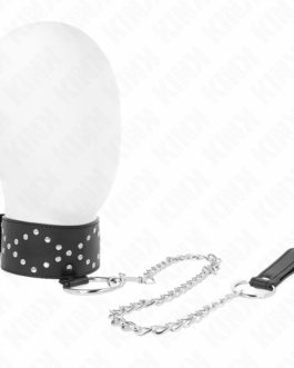 KINK – COLLANA 65 CM CON GUINZAGLIO CON BORCHIE ARGENTO MODELLO 3 REGOLABILE 36-43 CM X 5 CM