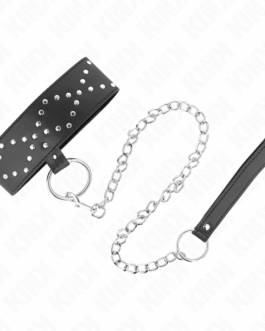 KINK – COLLANA 65 CM CON GUINZAGLIO CON BORCHIE ARGENTO MODELLO 3 REGOLABILE 36-43 CM X 5 CM