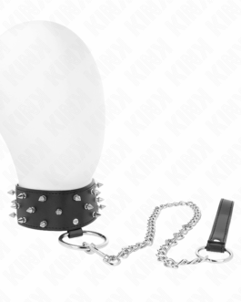 KINK – COLLANA CON GUINZAGLIO 65 CM CON BORCHIE IN ARGENTO MODELLO 5 REGOLABILE 36-43 CM X 5 CM